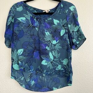 100% Silk Rebecca Taylor Blouse Size 4 Small Blue